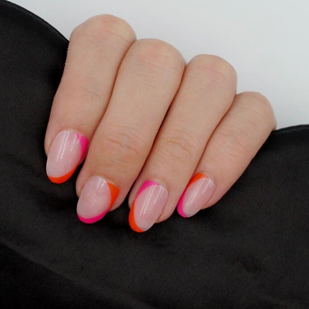 Spring press on nails red pink cream